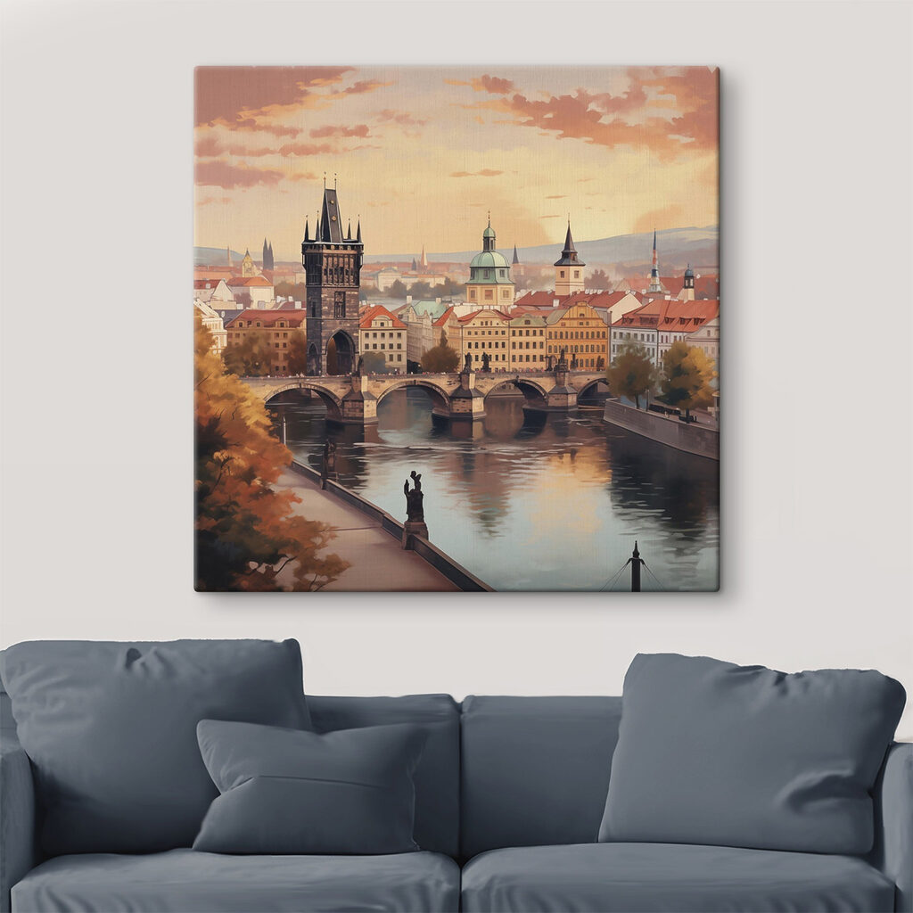 Praga sobre rio calmo — interior 1