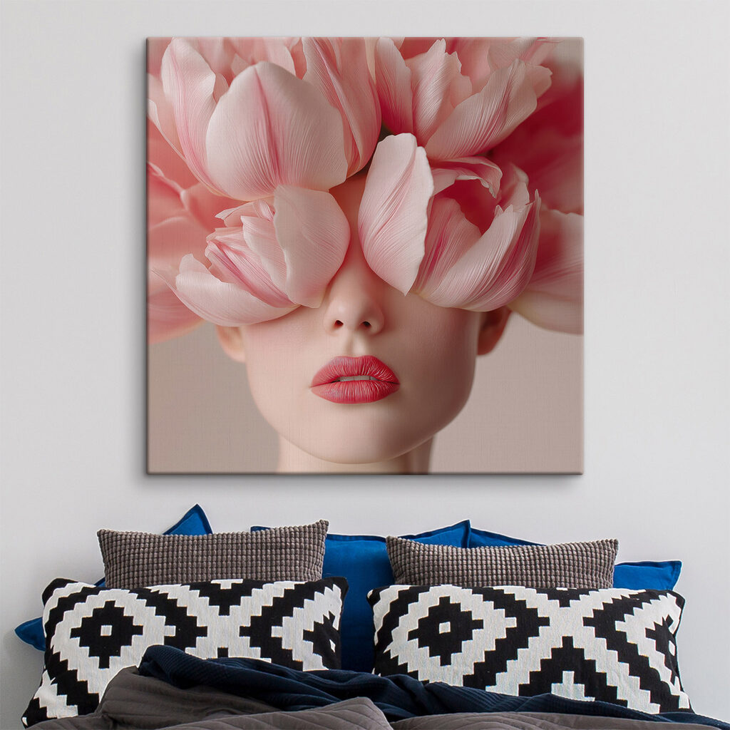 Retrato com tulipas rosa — interior 1