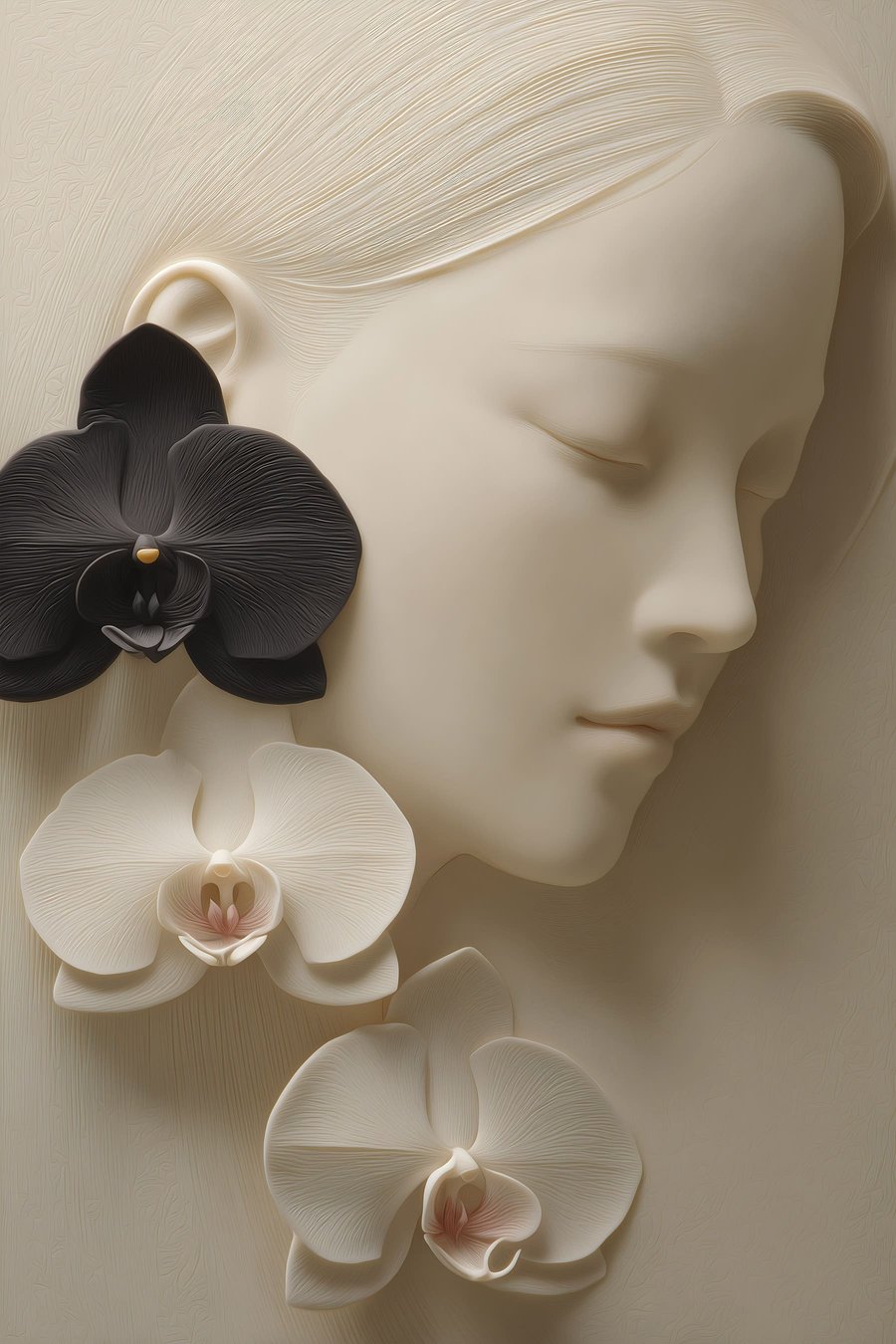 Rapariga com orquídeas — design completo