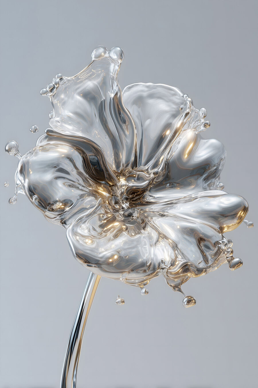 Flor prateada na haste — design completo