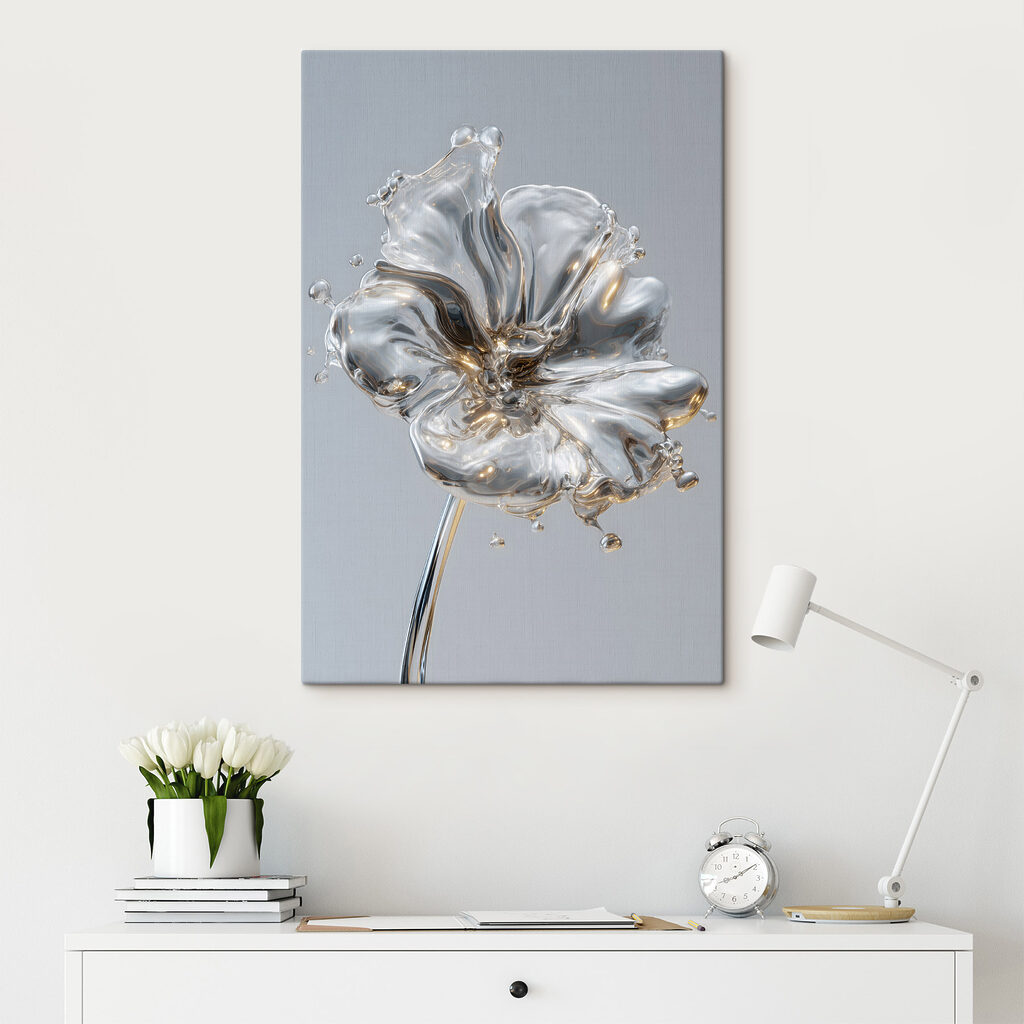 Flor prateada na haste — interior 1