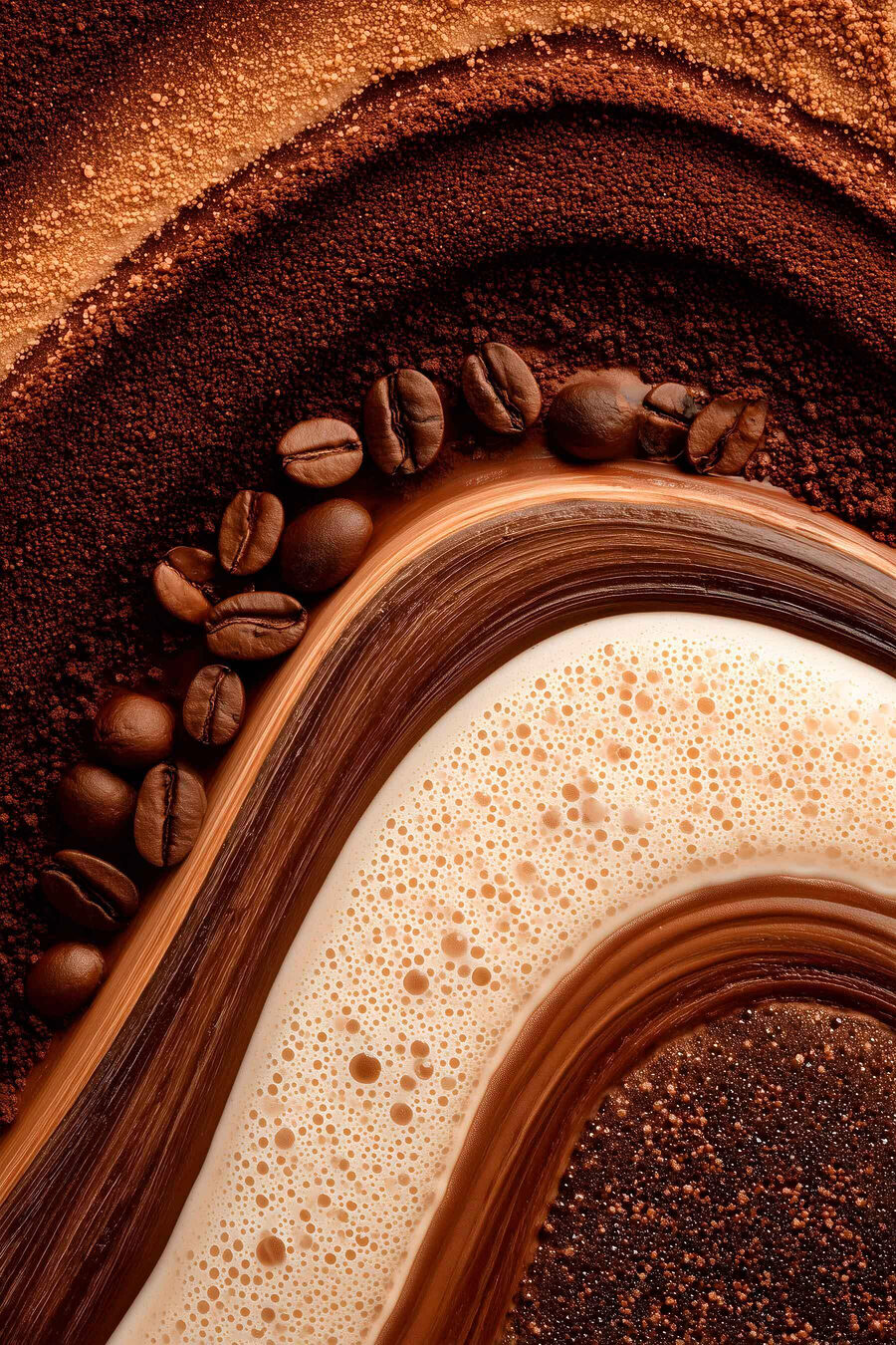 Grãos em ondas castanhas — design completo