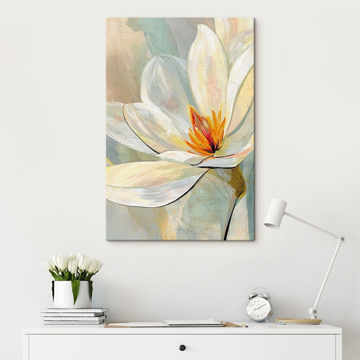 Magnólias abstratas em pastel — interior 3