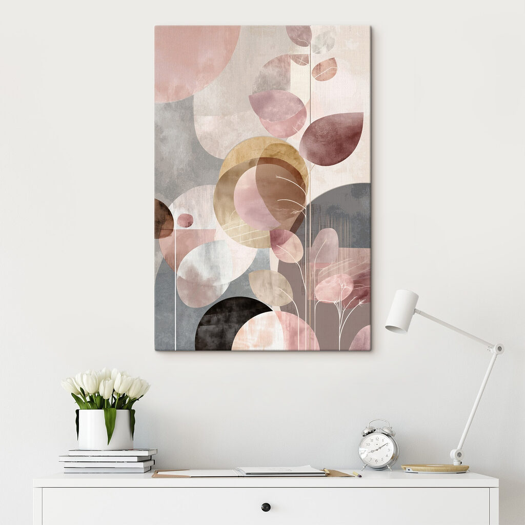 Círculos e folhas rosa — interior 2