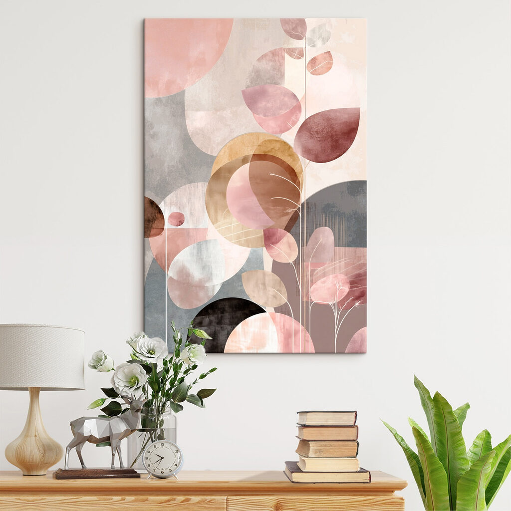 Círculos e folhas rosa — interior 3