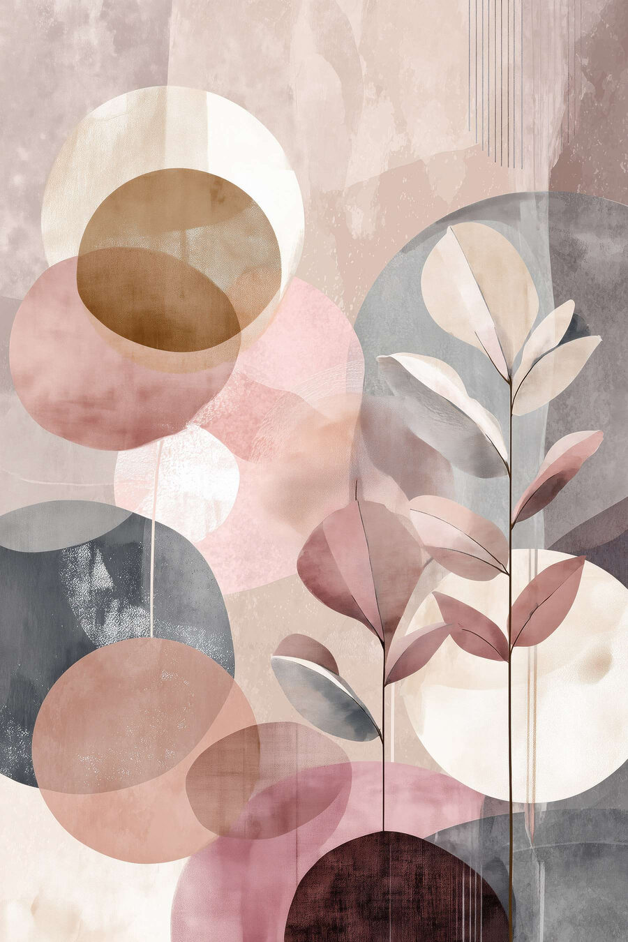 Círculos pastel num ramo — design completo