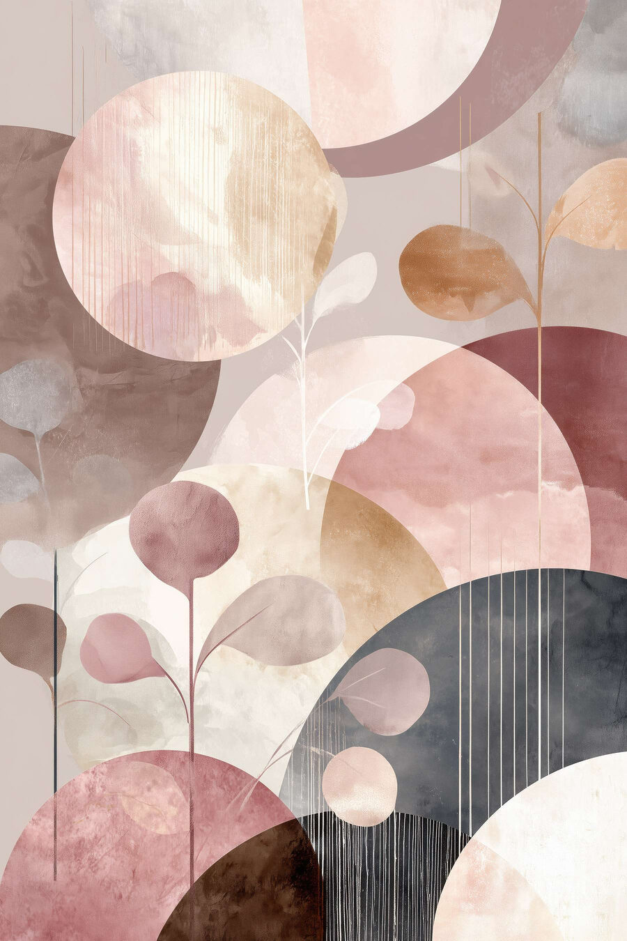 Anéis cor-de-rosa e folhas — design completo