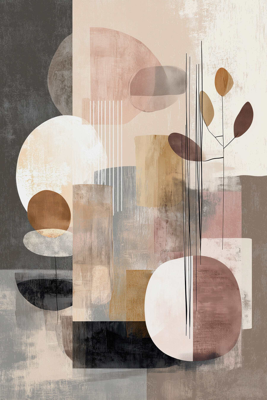 Blocos rosa com ramo — design completo