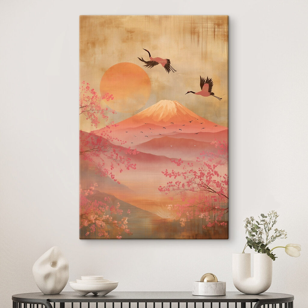 Pássaros sobre montanhas rosa — interior 1