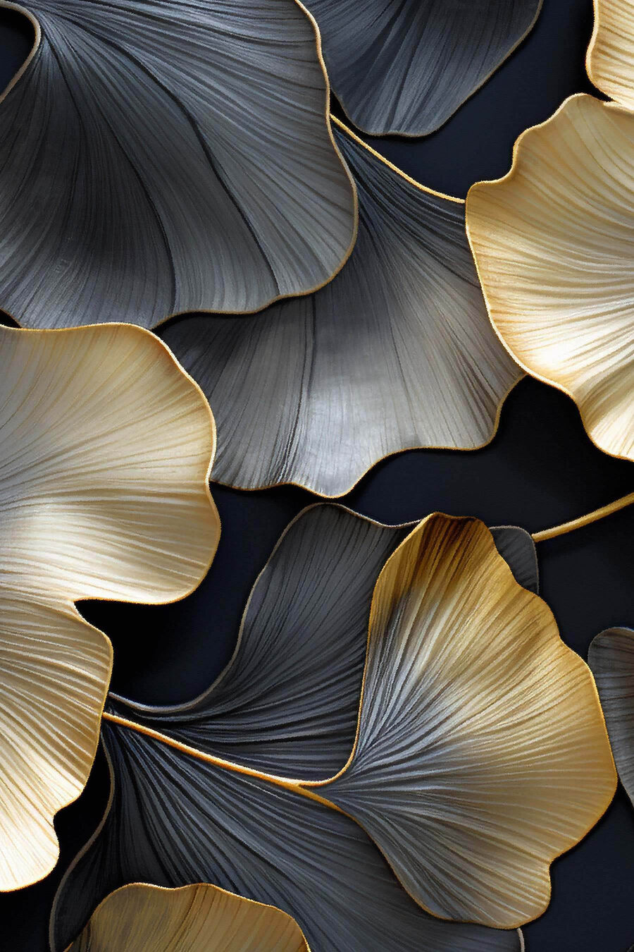 Folhas em leque douradas — design completo