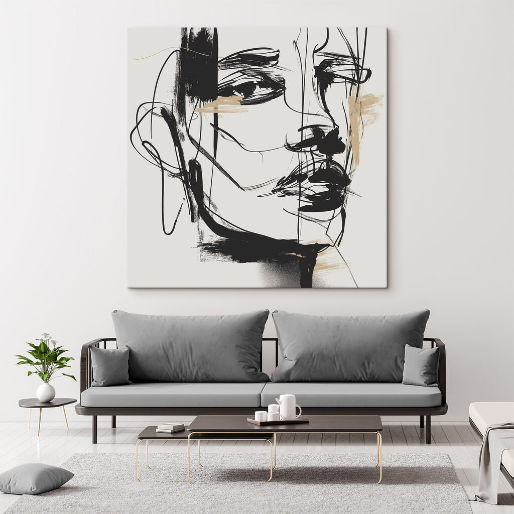 Rosto em linhas pretas — interior 2