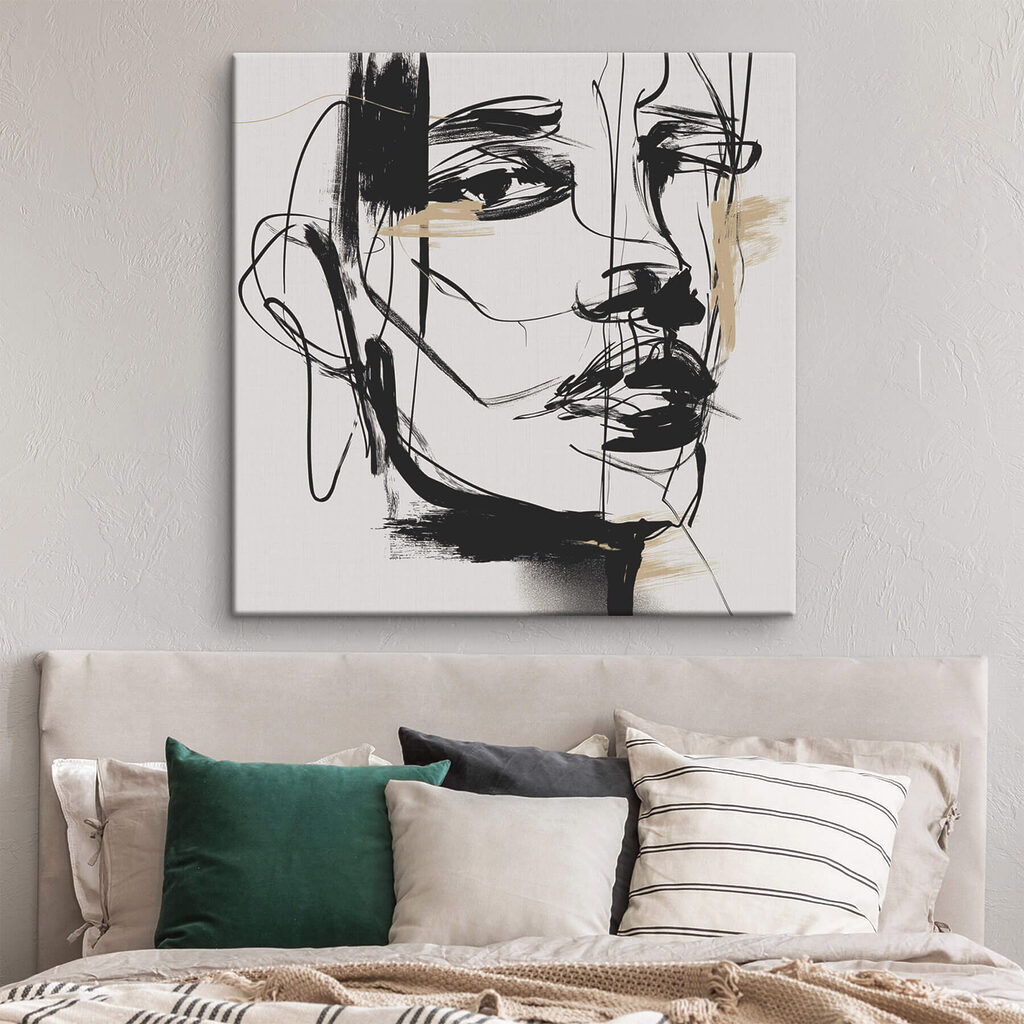 Rosto em linhas pretas — interior 1