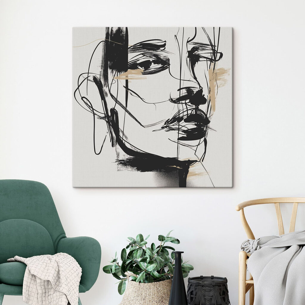 Rosto em linhas pretas — interior 3