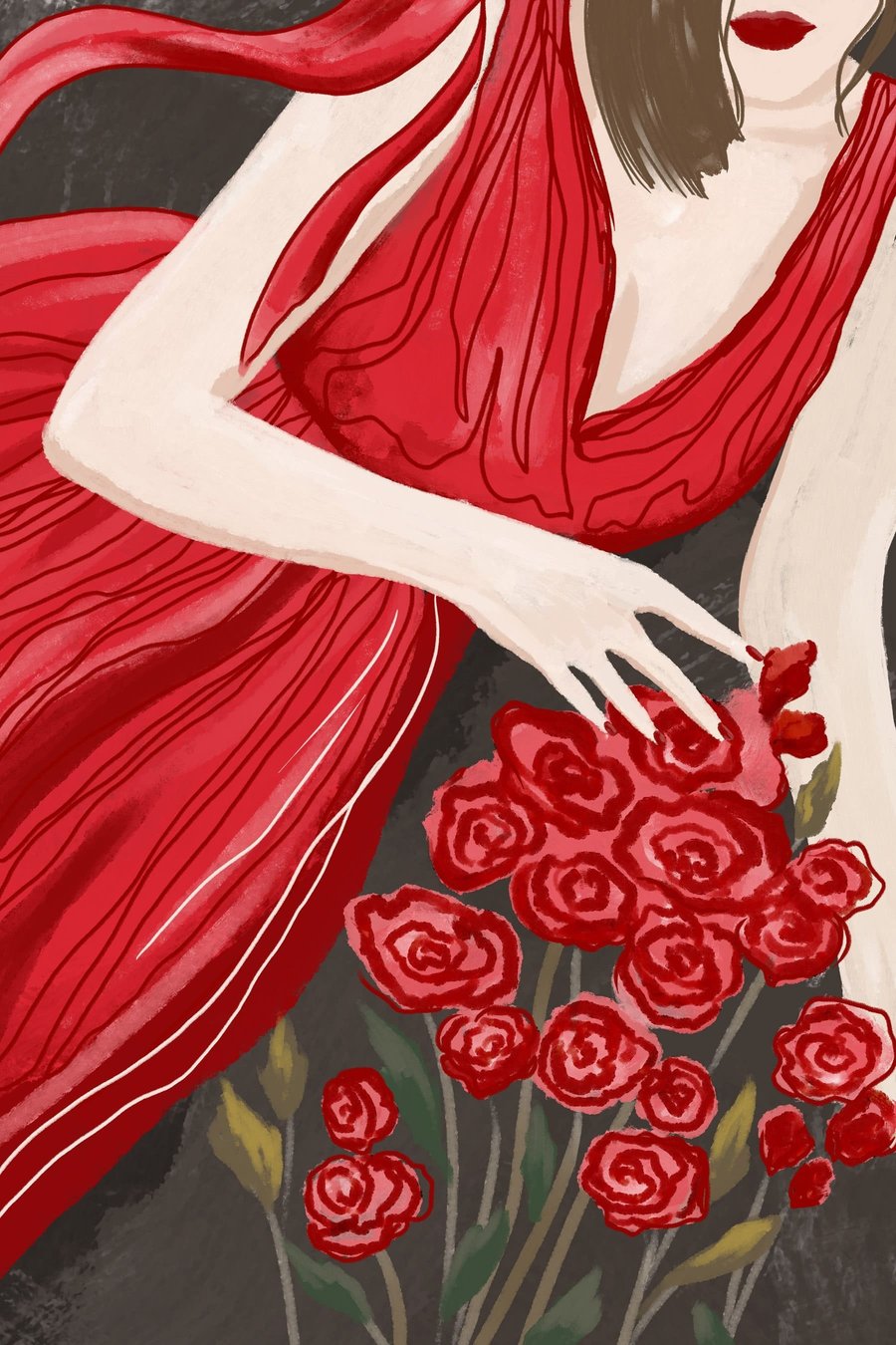 Mulher com rosas — design completo