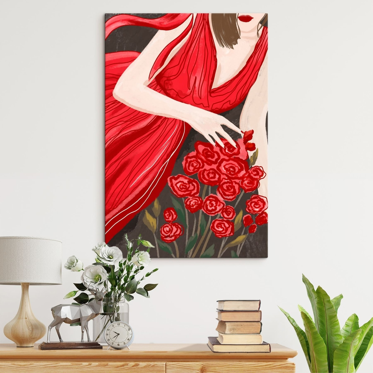 Mulher com rosas — interior 1