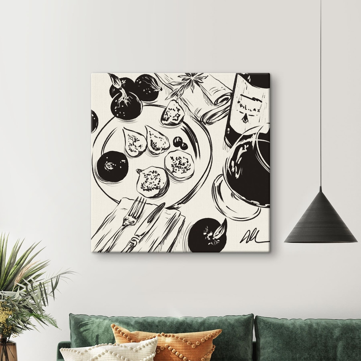 Esboço de fruta num interior