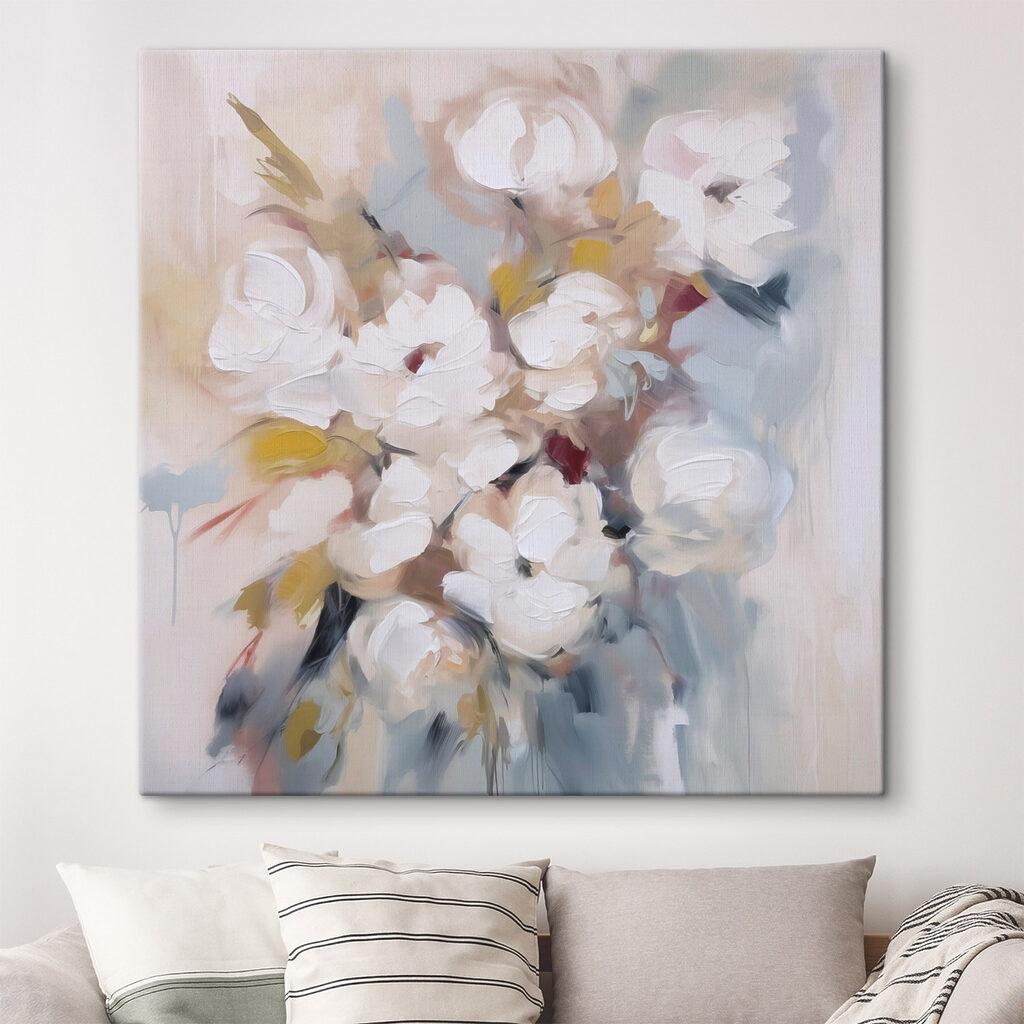 Rosas brancas em azul — interior 1
