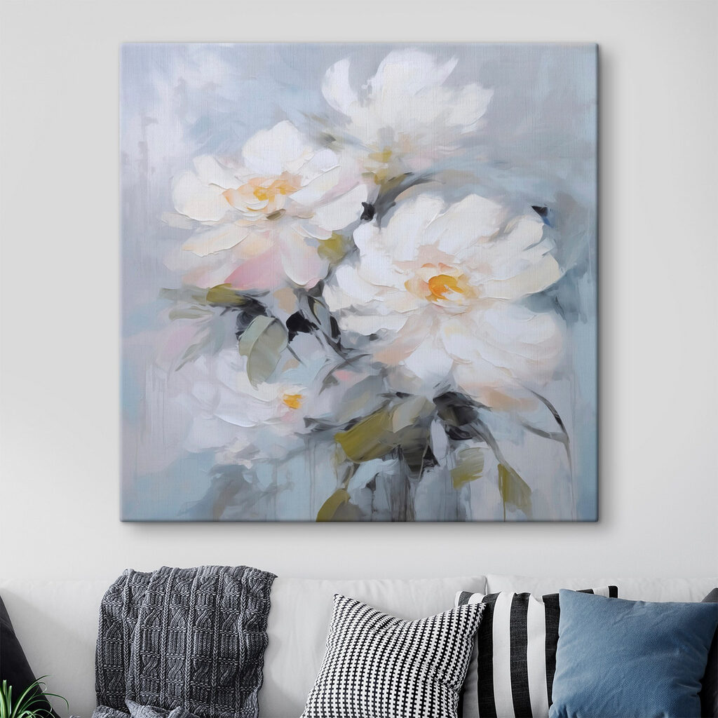 Floração branca em azul-frio — interior 1