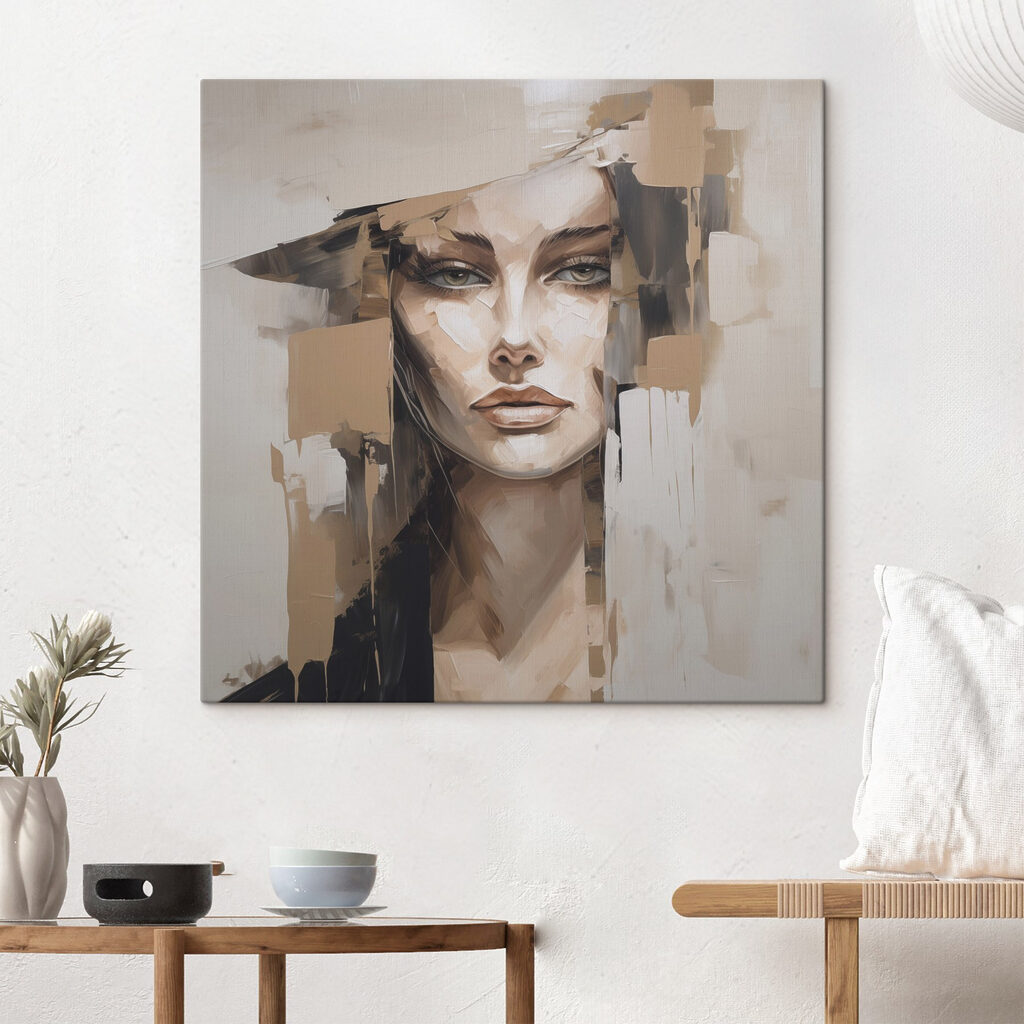 Mulher em blocos claros — interior 2
