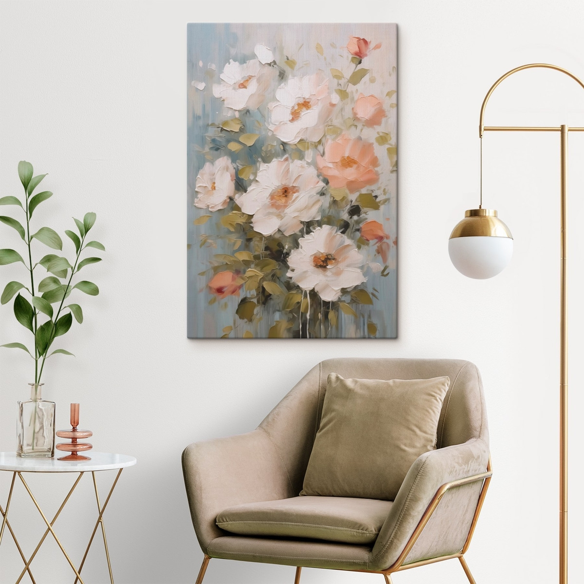 Buquê em pintura num interior