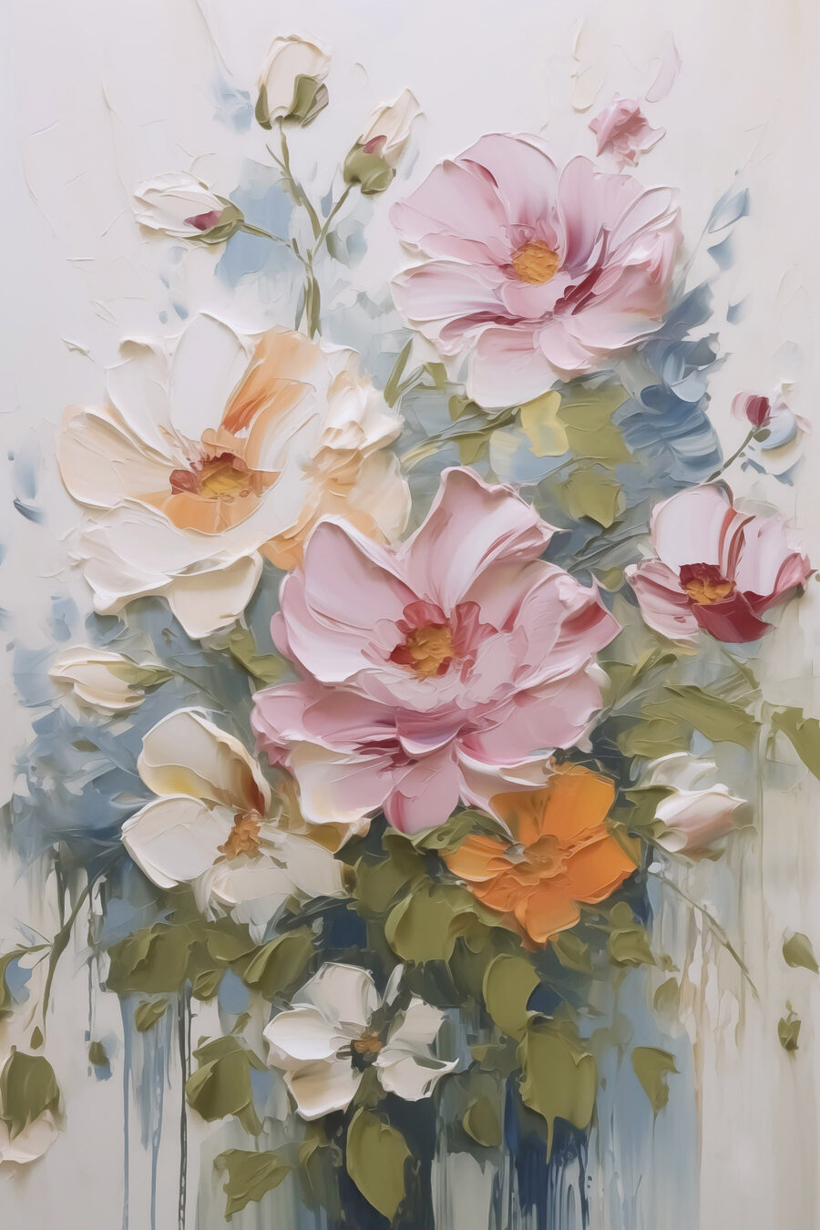 Flores pastel em pinceladas — design completo