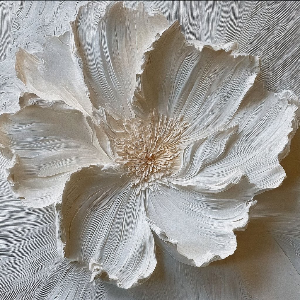 Escultura floral em relevo — design completo