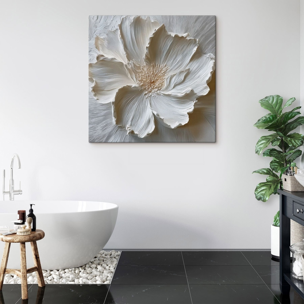 Escultura floral em relevo — interior 1