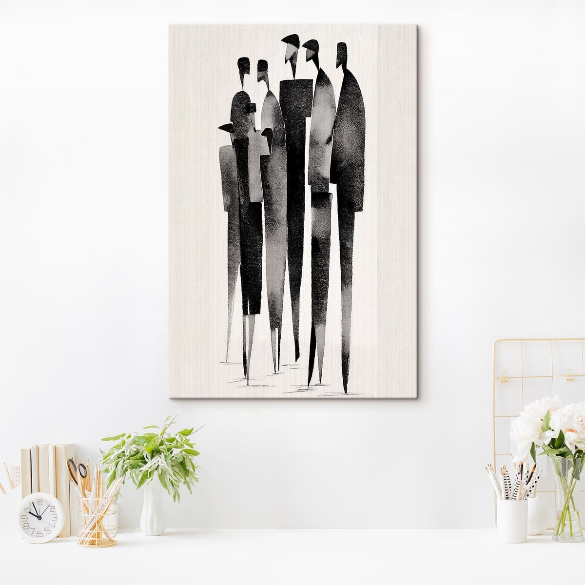 Figuras minimalistas em fila — interior 2