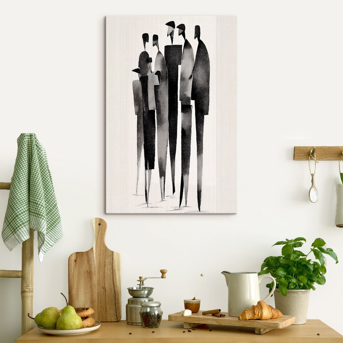 Figuras minimalistas em fila — interior 1