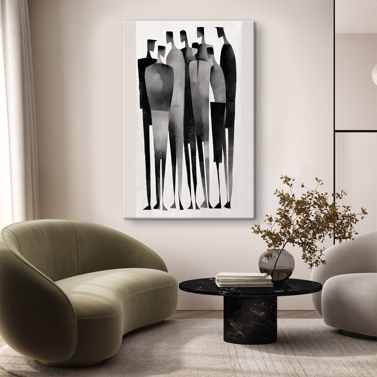 Figuras esguias em linha — interior 2