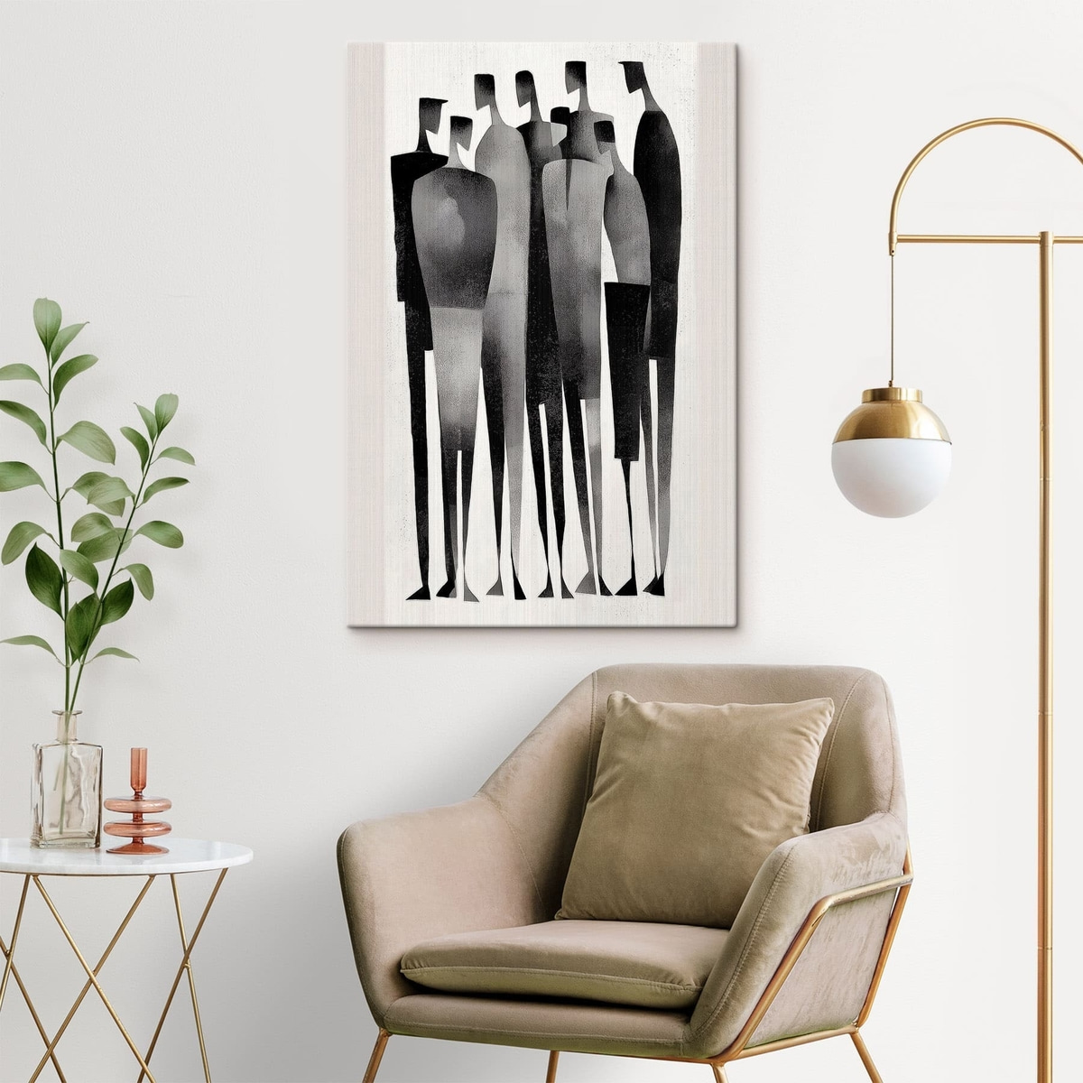 Figuras esguias em linha — interior 1