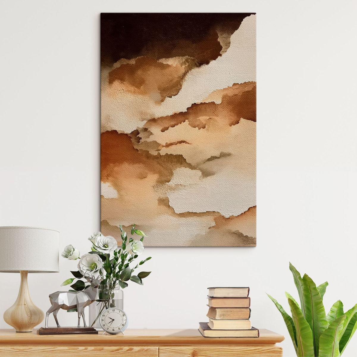 Aguarela abstrata em camadas num interior