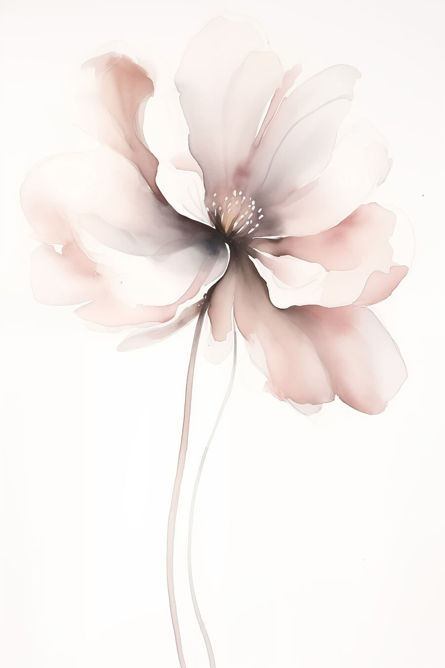 Flor rosa-pálido em haste — design completo