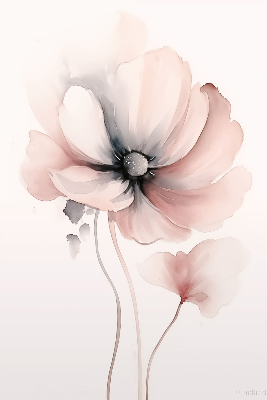Flor cor-de-rosa com botão — design completo
