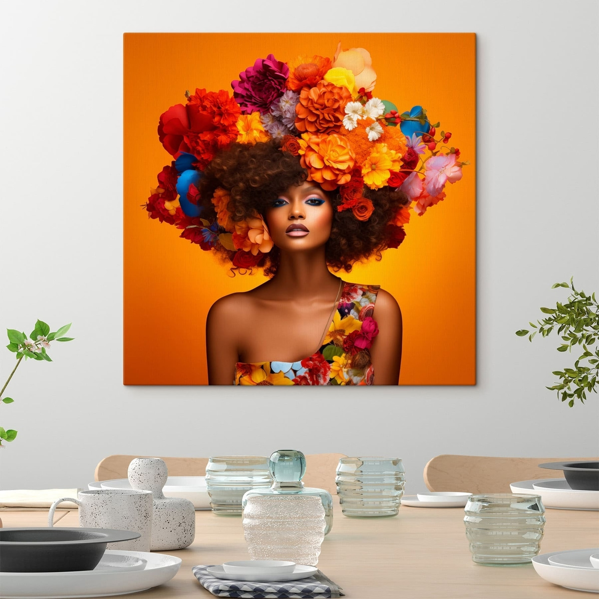 Mulher sobre fundo laranja — interior 3
