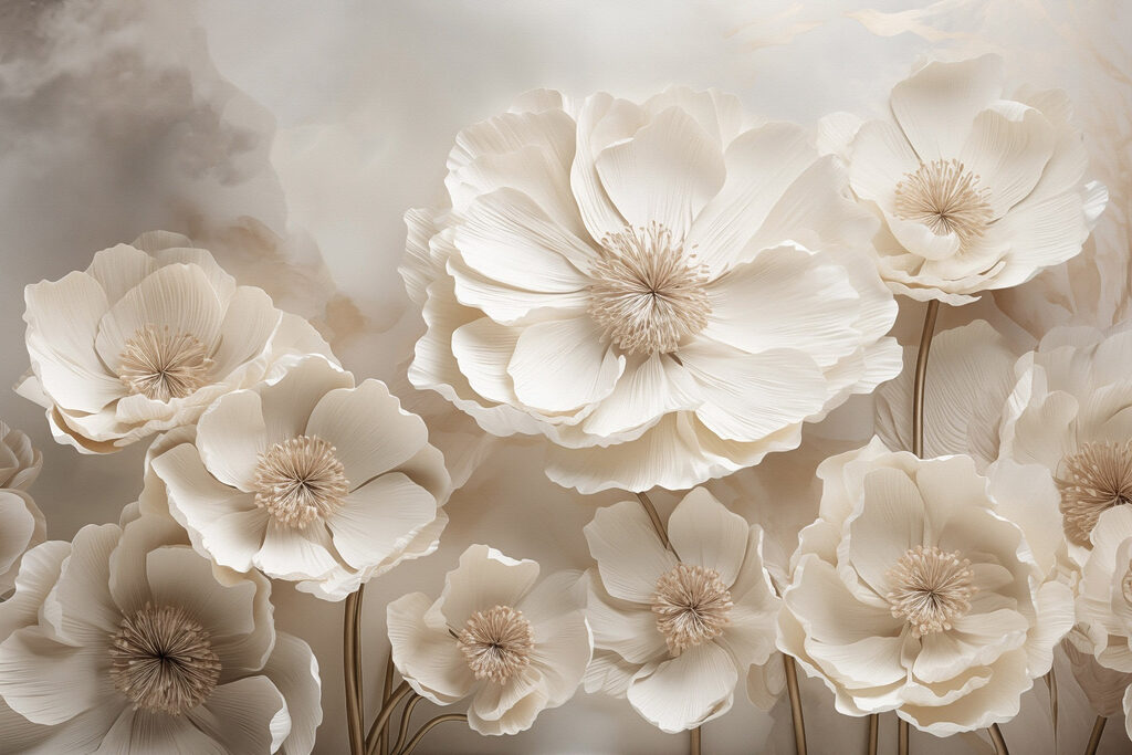 Flores creme com estames — design completo