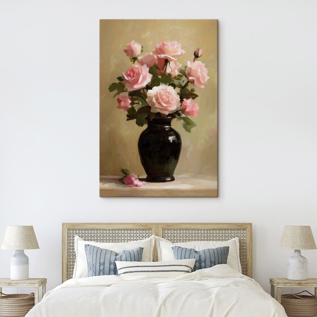 Rosas em vaso preto — interior 2