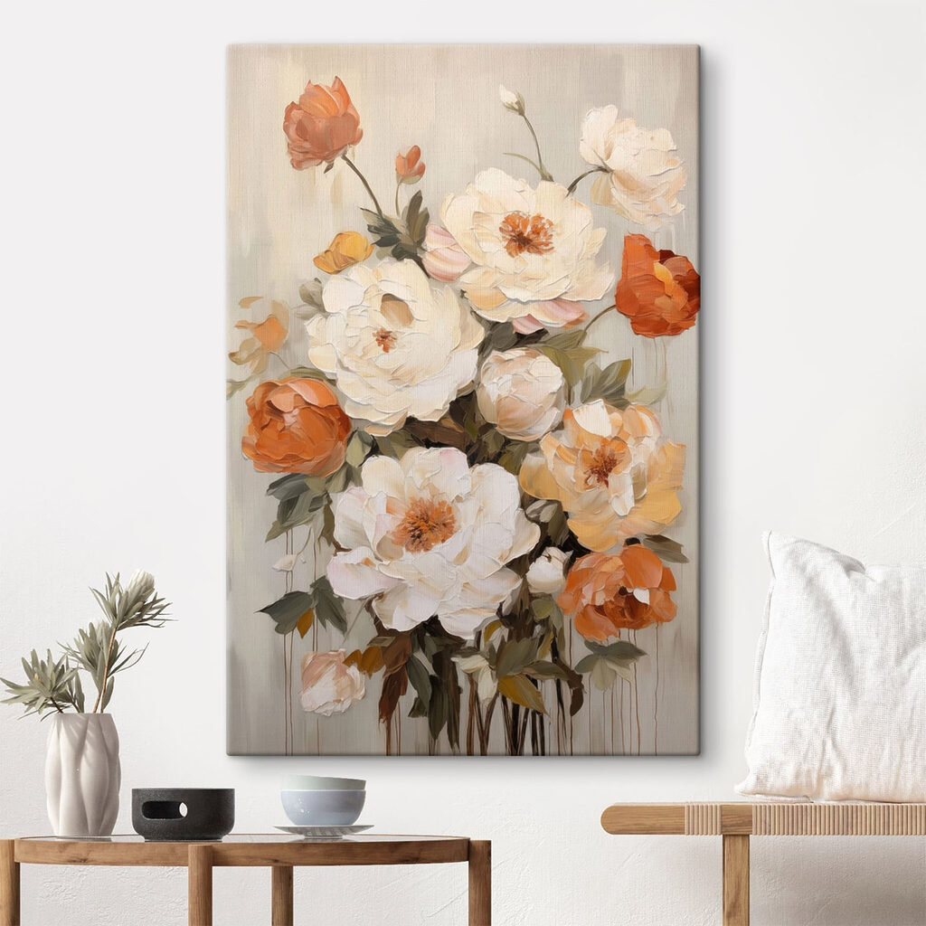 Flores laranja sobre creme — interior 1