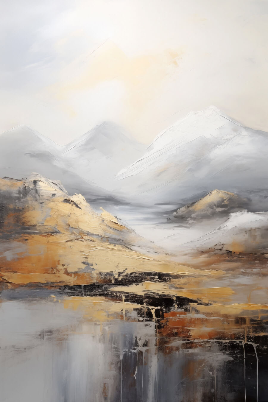 Montanhas nevadas e douradas — design completo