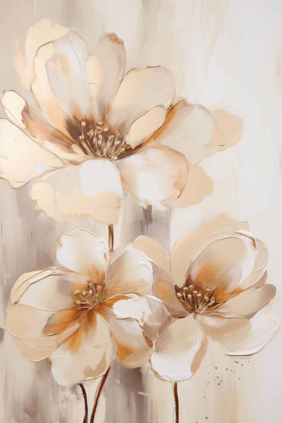 Três flores em dourado — design completo