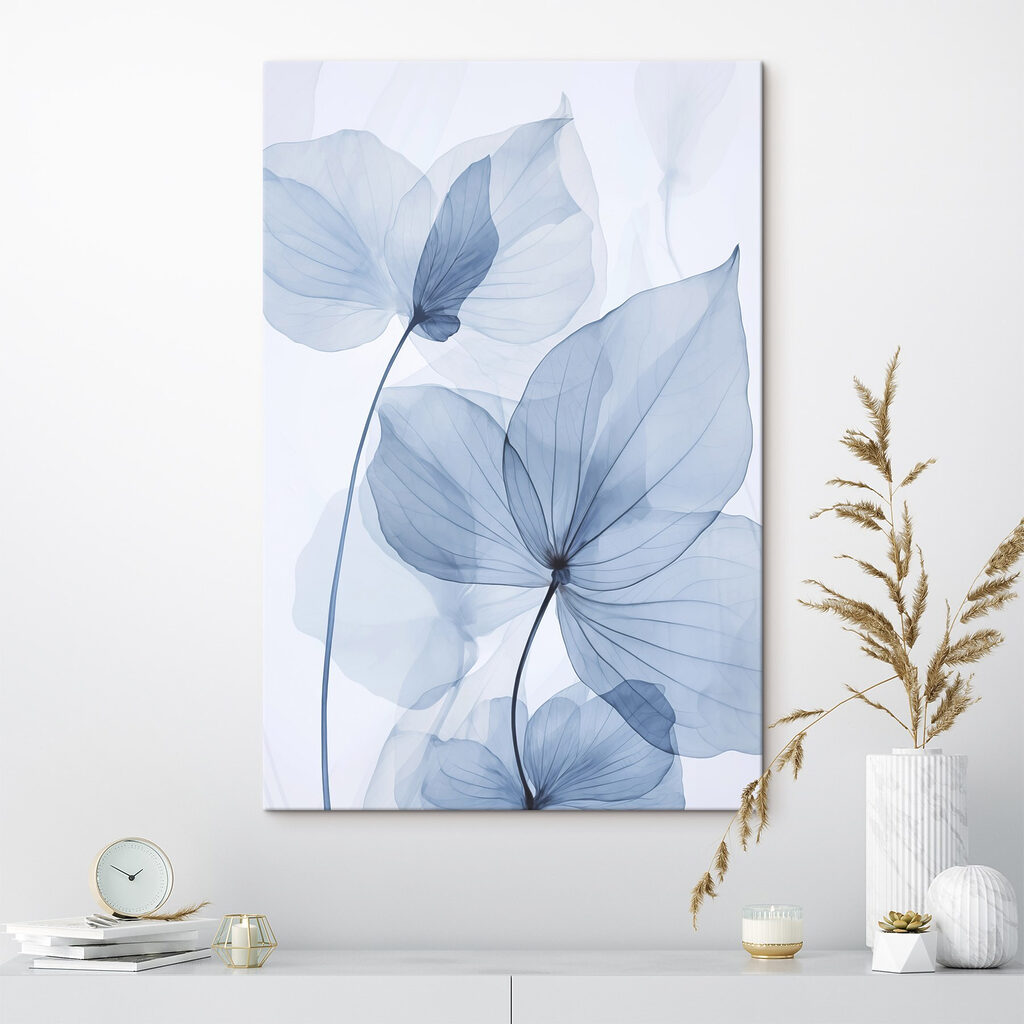 Folhas azuis com nervuras — interior 1