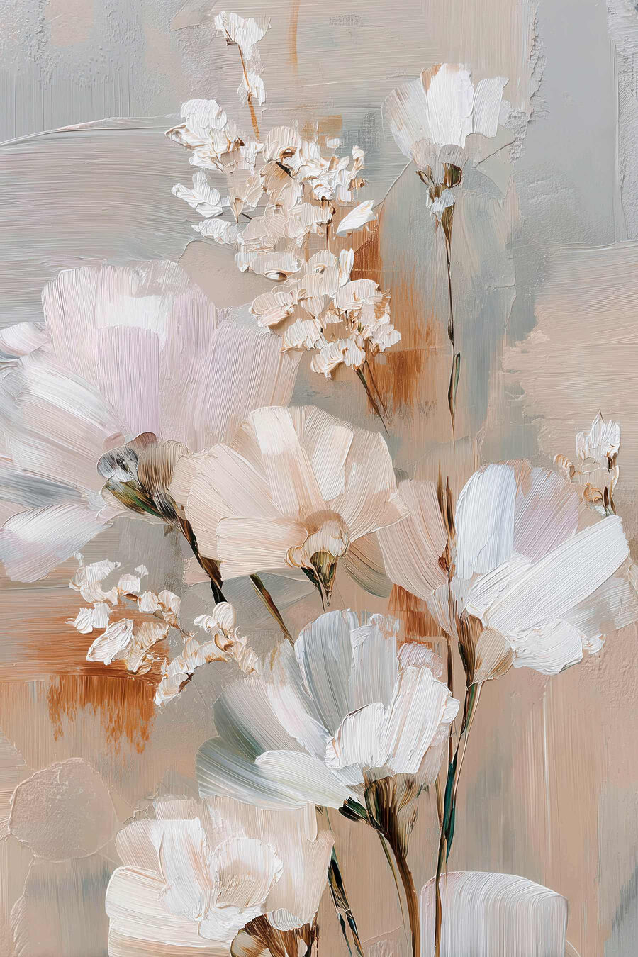 Flores pastel em hastes — design completo