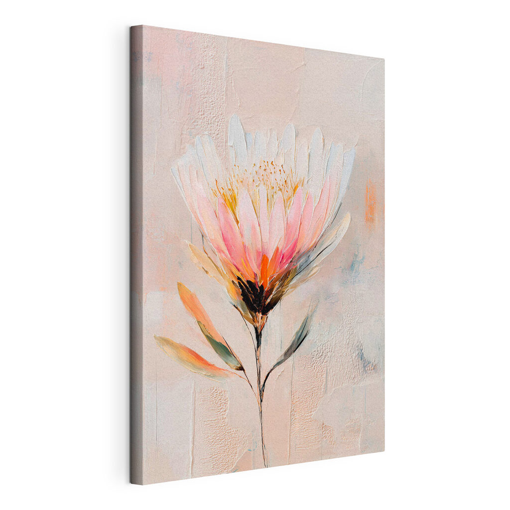 Flor cor-de-rosa sobre sombra, tela esticada e borda contínua