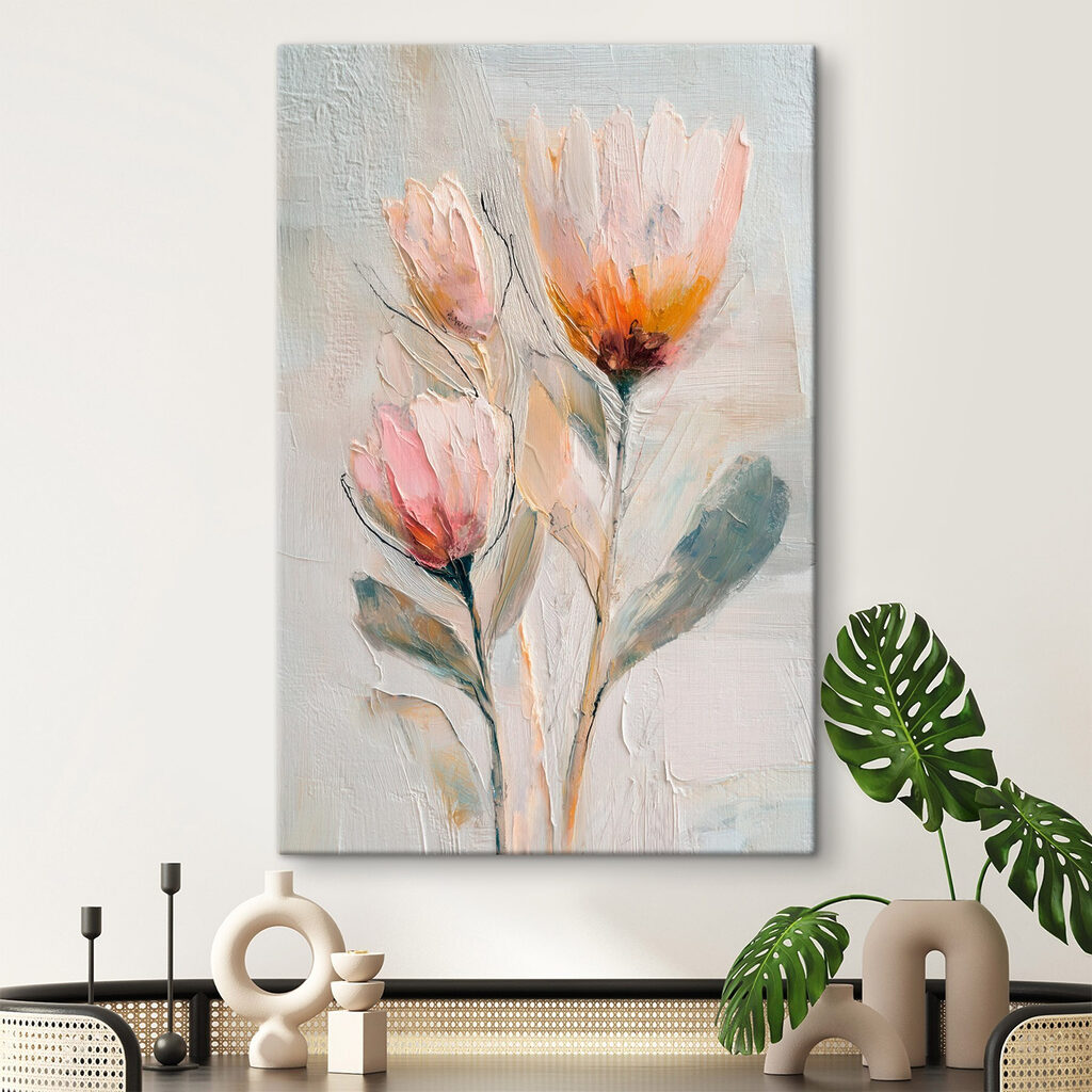 Flores cor-de-rosa sobre azul-esverdeado — interior 2