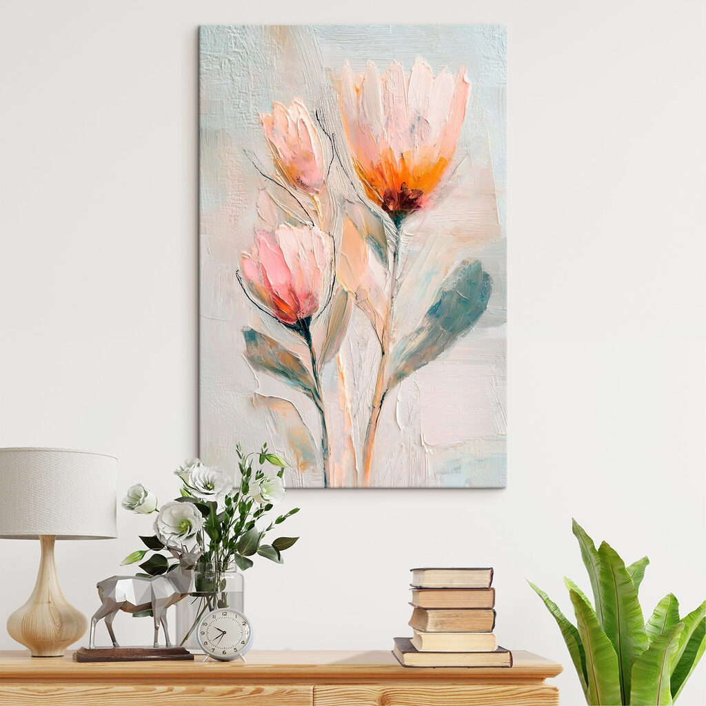 Flores cor-de-rosa sobre azul-esverdeado — interior 3
