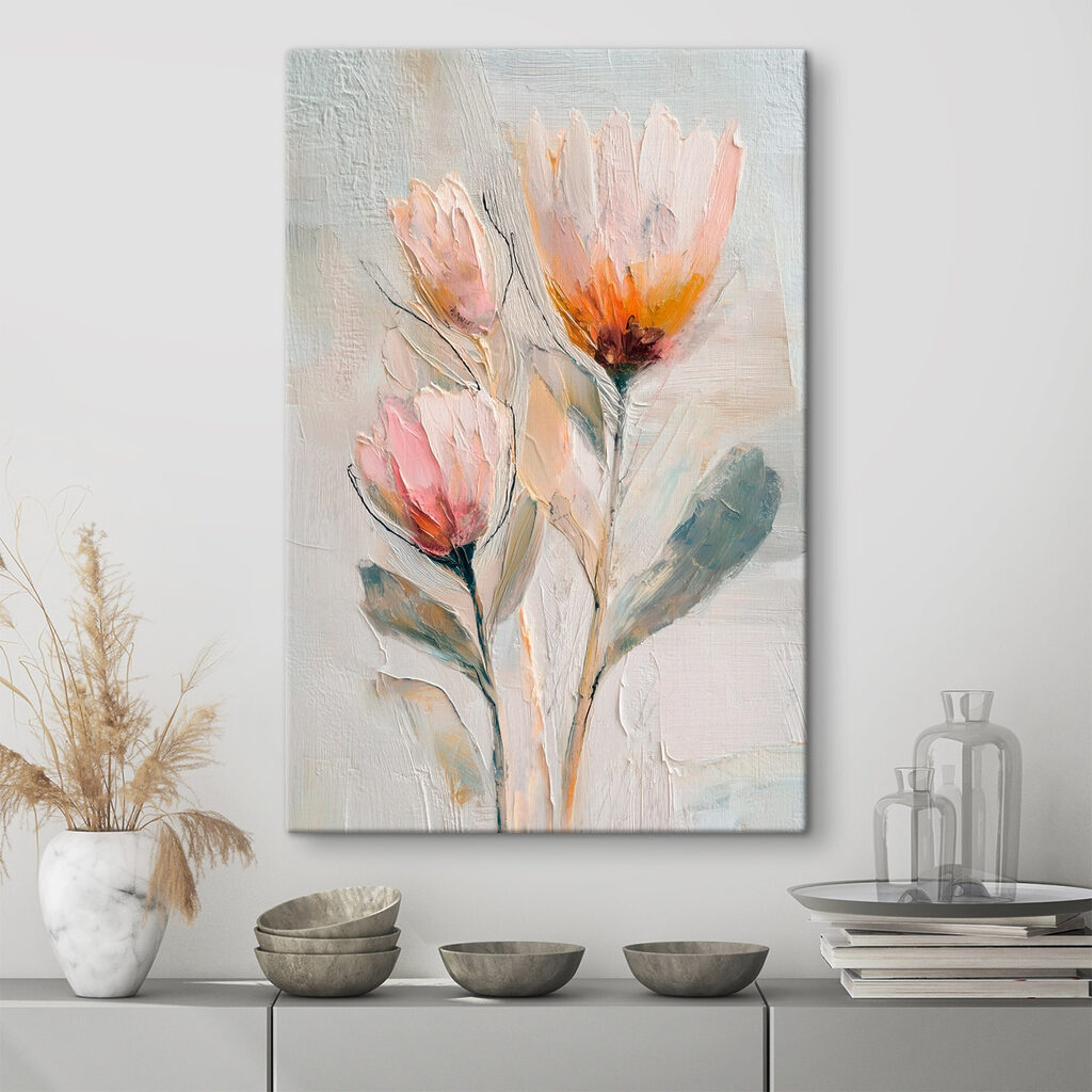 Flores cor-de-rosa sobre azul-esverdeado — interior 1