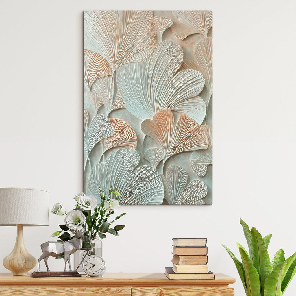 Folhas em leque azul-claro — interior 1
