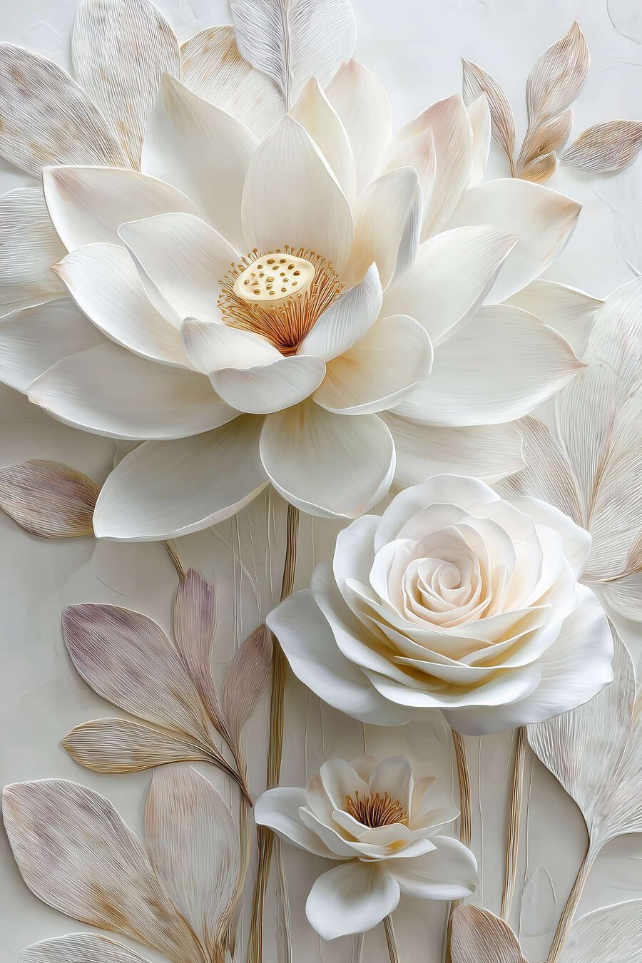 Lótus e rosa creme — design completo