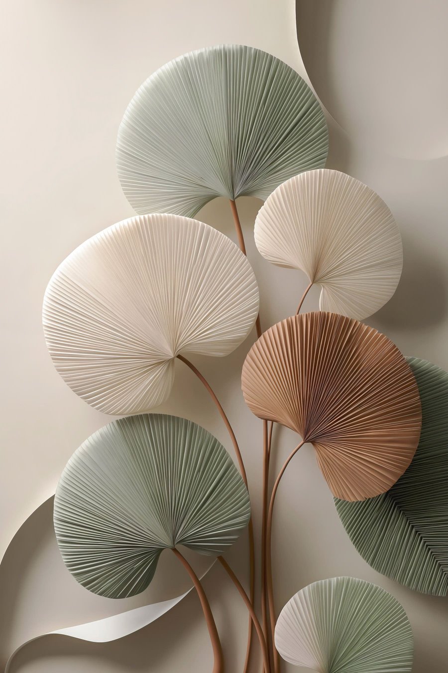 Folhas redondas em verde-salva — design completo