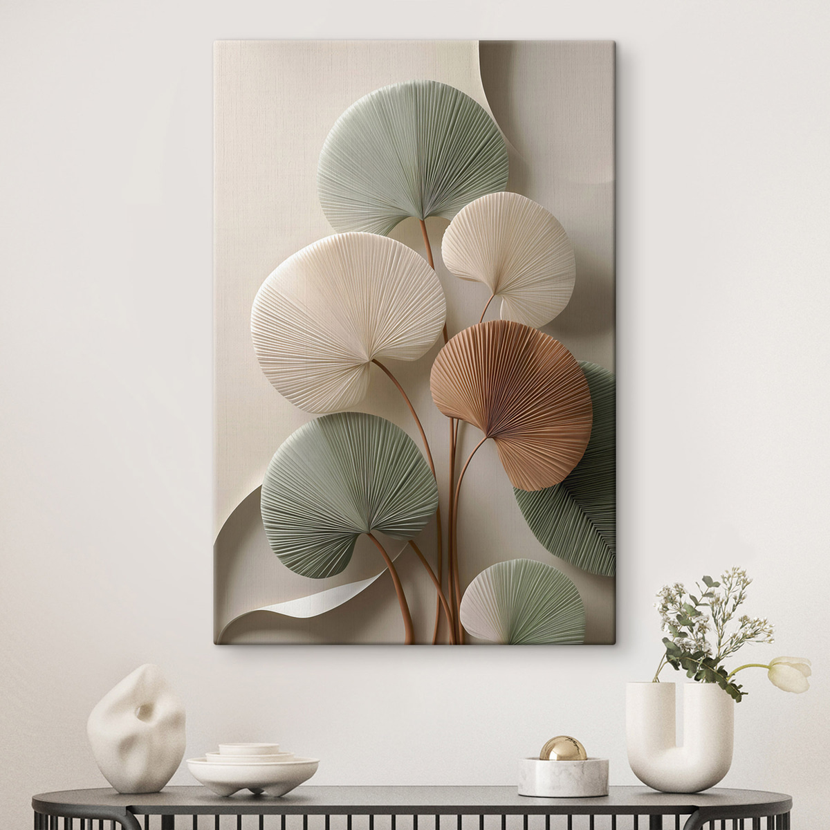 Folhas redondas em verde-salva — interior 1